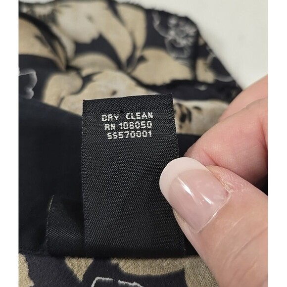 Lane Bryant Dark Floral Silk Top Flare Babydoll Womens 14 16 Black Tan Office - Picture 6 of 7